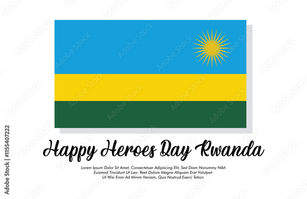 Fototapeta premium February 1 Rwanda heroes day vector illustration design and happy heroes day or Rwanda flag with white background
