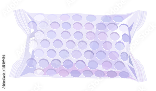 Bubble wrap transparent package. Vector illustration isolated on white background