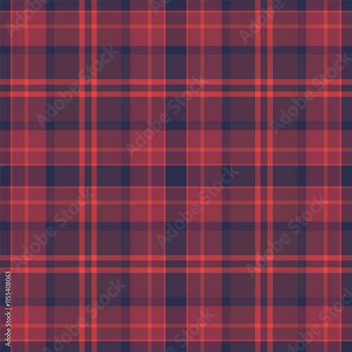 Color textile texture plaid, illustration seamless fabric pattern. Overlayed check background tartan vector in red and pink colors.