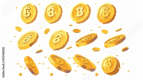 Dynamic Gold Coin Animation Frames for Retro Video Game Design