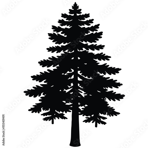 A Redwood tree black color silhouette