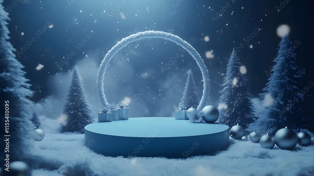 Festive 3D Background with Circle A-Frame for Christmas and New Year. Festive 3D Background with Circle A-Frame for Christmas and New Year.