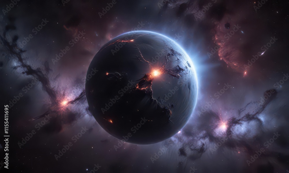 Obraz premium Dark nebula, glowing starscape, cosmic trading, starscape, nature