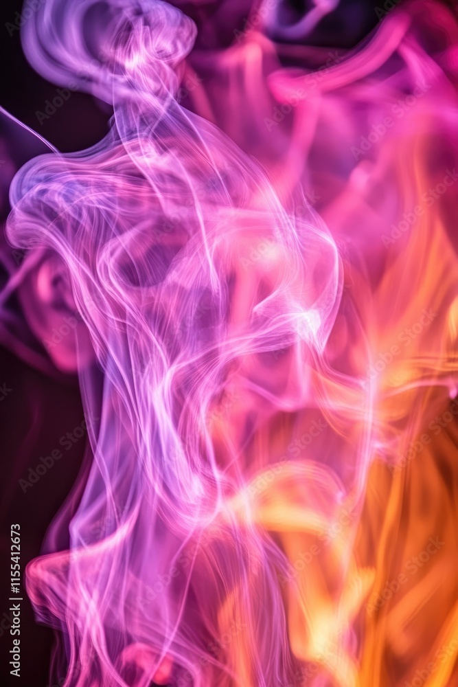Abstract swirls of colorful smoke in shades of pink, purple, and orange. Abstract swirls of colorful smoke in shades of pink, purple, and orange.