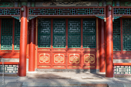 Sticker Wooden door of Yulan Hall, ancient architecture, Summer Palace, Beijing, China