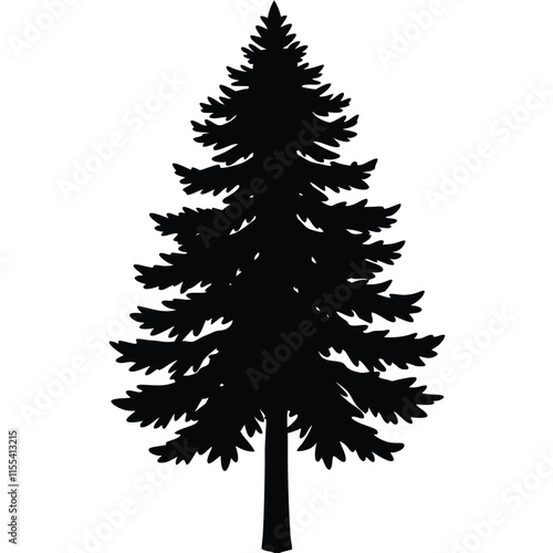 A Redwood tree black color silhouette