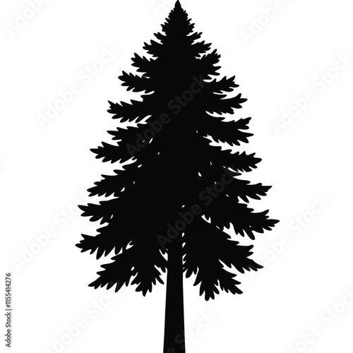 A Redwood tree black color silhouette