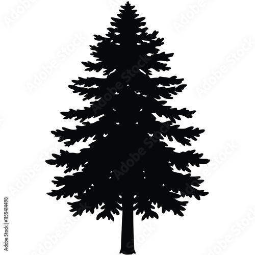 A Redwood tree black color silhouette