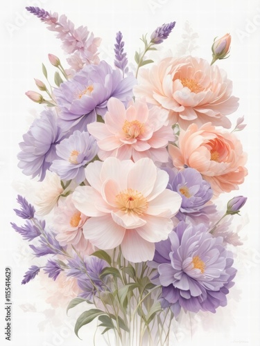 Graceful Pastel Blooms of XL Delicate Flowers in Soft Colors
