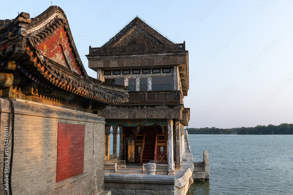Stone boat, Qingyanfang, Summer Palace, Beijing, China Stone boat, Qingyanfang, Summer Palace, Beijing, China
