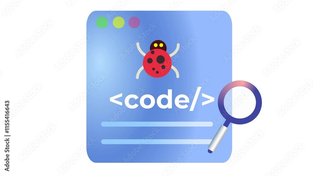 Code quality check icon animation. Debugging in progress. Alpha channel. Seamless looping. Suitable for software development and digital research video element content Code quality check icon animation. Debugging in progress. Alpha channel. Seamless looping. Suitable for software development and digital research video element content