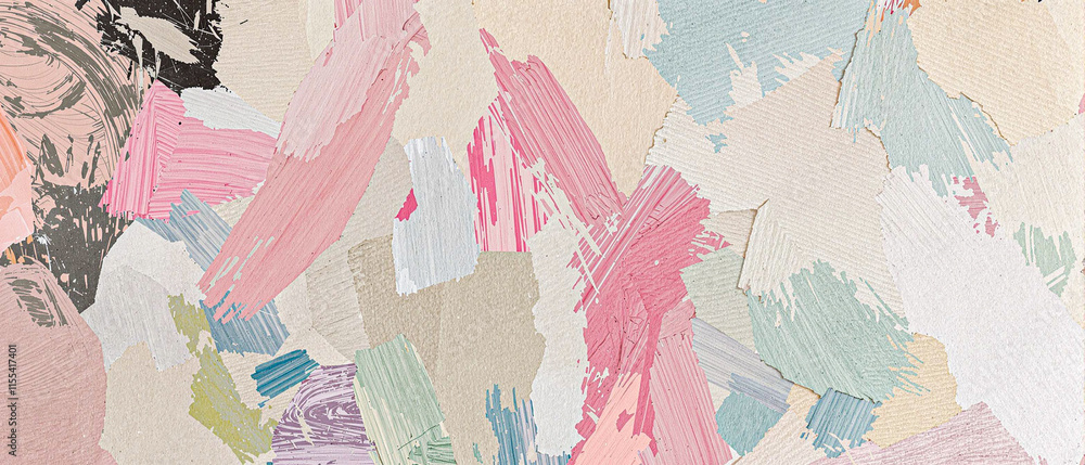 Naklejka premium Colorful Abstract Paint Strokes on Textured Canvas