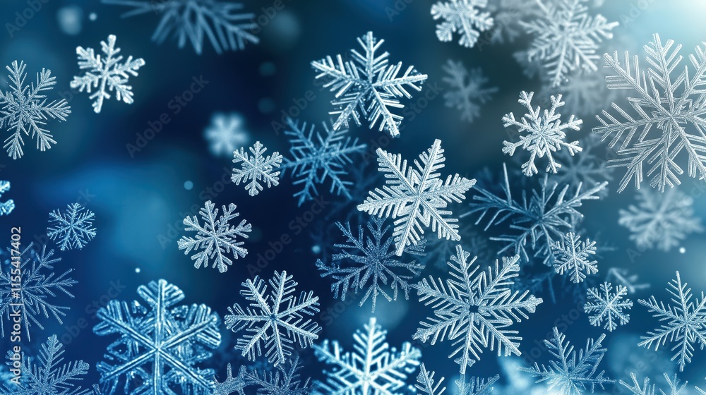 Frosty winter background with detailed snowflakes and icy blue-white gradients Frosty winter background with detailed snowflakes and icy blue-white gradients
