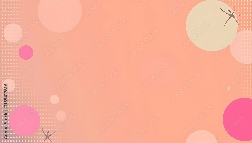 Abstract Peach Background With Pink Circles and Figures Abstract Peach Background With Pink Circles and Figures