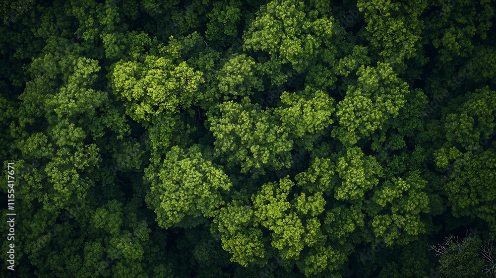 Naklejka premium Aerial View of Lush Green Forest Canopy Offering a Unique Perspective and Breathtaking Scenery : Generative AI