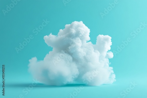 A fluffy, white cloud floats against a vibrant cyan sky, offering a serene and dreamy visual that evokes feelings of peace, imagination, and tranquility. photo