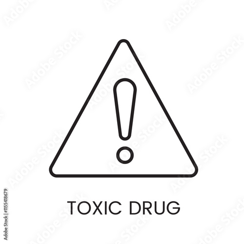 A vector linear icon of a triangular warning sign with an exclamation mark inside with an editable stroke