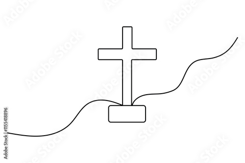 Christian three cross icon continuous one line art drawing of white background 