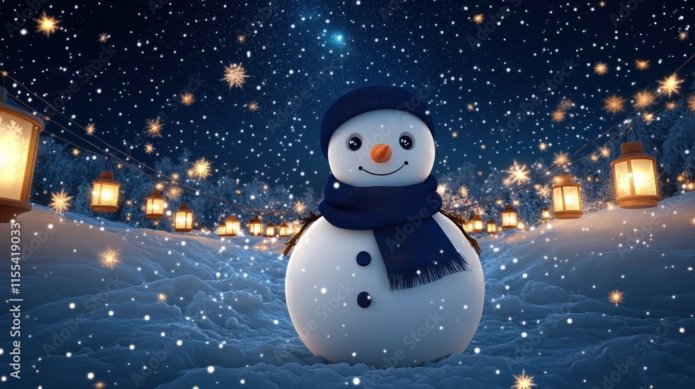 Scenic snowman in a forest blanketed with snow Scenic snowman in a forest blanketed with snow