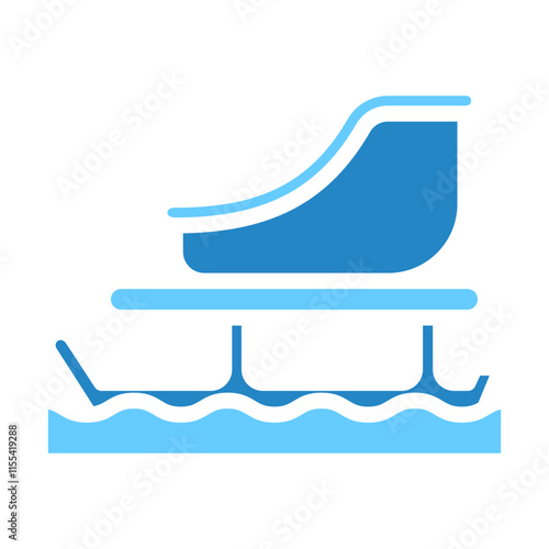 sled dual tone blue color icon. use for modern concept, print, UI, UX kit, web and app development. Vector EPS 10, related to winter, cold season.