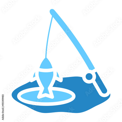 ice fishing dual tone blue color icon. use for modern concept, print, UI, UX kit, web and app development. Vector EPS 10, related to winter, cold season.