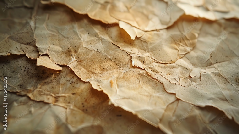 A close up of a pile of brown crumpled paper.
