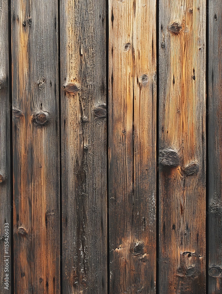 Fototapeta premium Textured Dark Wood Planks with Natural Knots for Rustic Construction and Vintage Projects : Generative AI