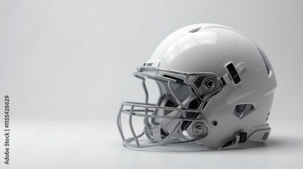 Naklejka premium Modern white football helmet isolated on white background