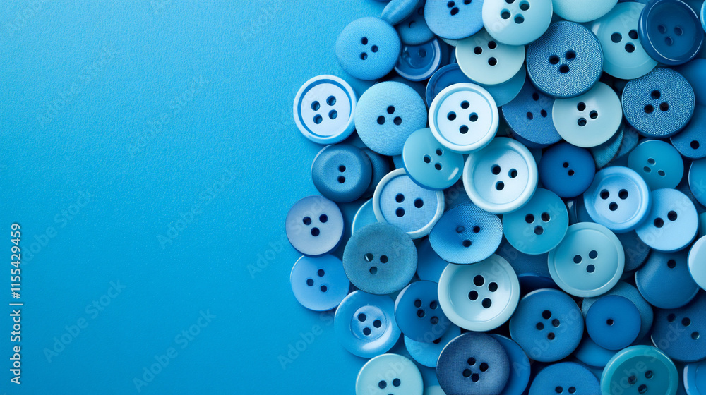 Blue sewing buttons on blue background. Blue sewing buttons on blue background.