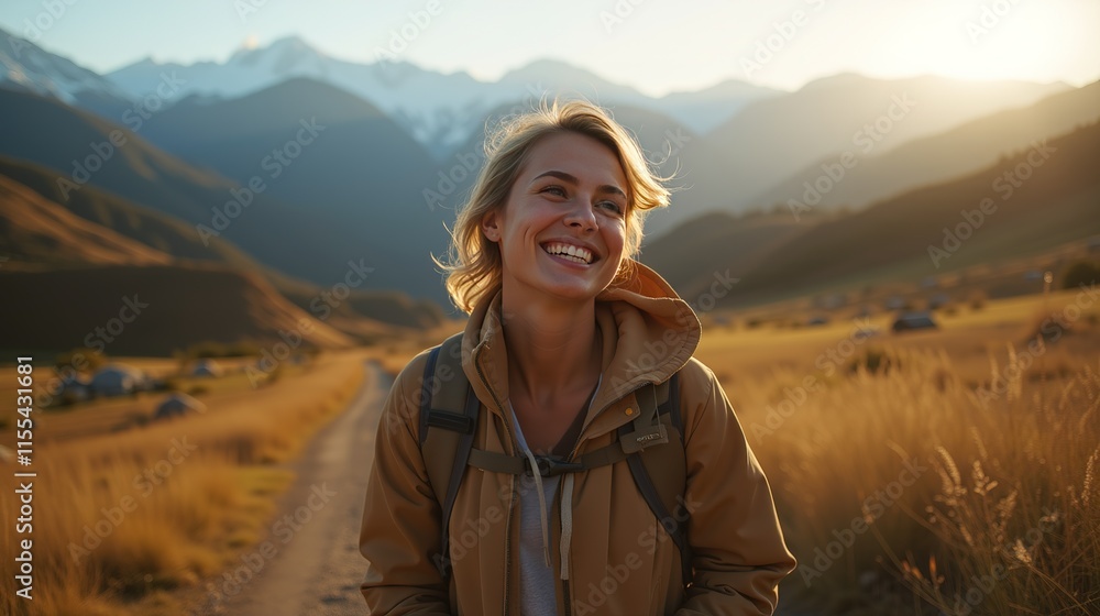 Woman at sunset on the background of a picturesque landscape. Woman at sunset on the background of a picturesque landscape.