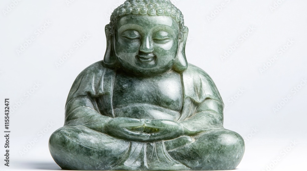 Serene Buddha Statue in Green Stone Serene Buddha Statue in Green Stone