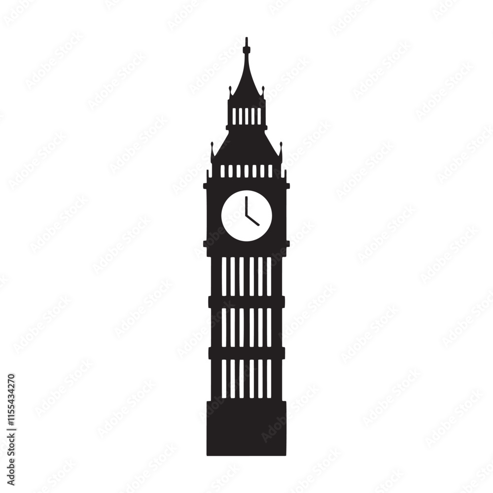 Vector illustration of famous Big Ben tower in London isolated over white background. National symbol. Tourism attraction of capital of Great Britain. Vector illustration of famous Big Ben tower in London isolated over white background. National symbol. Tourism attraction of capital of Great Britain.