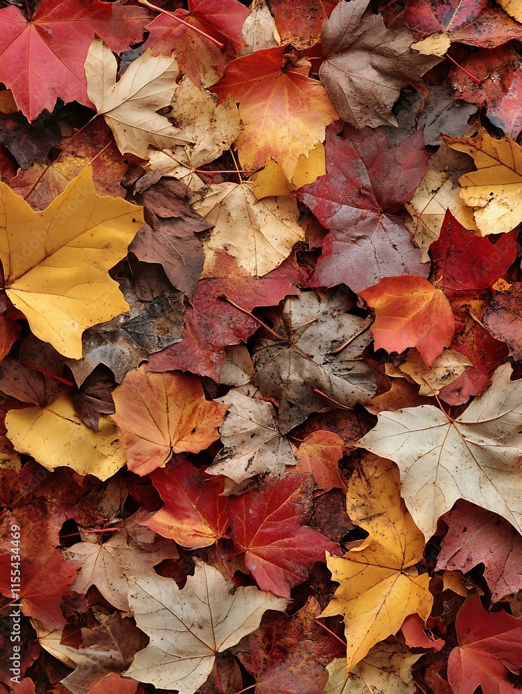 Autumn Leaves Layered in Rich Colors with Natural Fall Foliage Pattern : Generative AI Autumn Leaves Layered in Rich Colors with Natural Fall Foliage Pattern : Generative AI