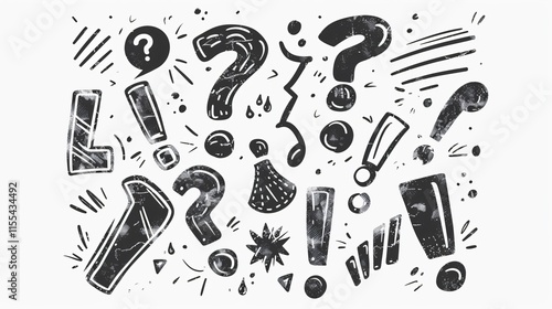 Grunge Exclamation Question Marks Sketch Vector