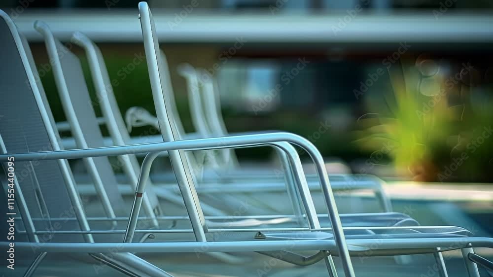 Faint impression of lounging chairs and shallow wading areas.