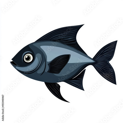 Colorful Cartoon Fish with Fin and Eye Design for Creative Projects and Illustrations in Digital Art, Education, and Marine Themes photo