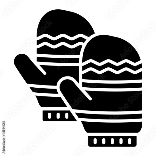 Illustration of Mitten Glyph Icon Design