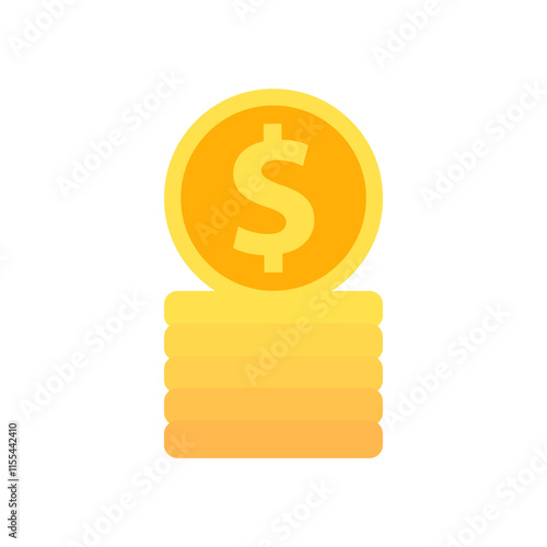 Pile of coin dollars icon. Business, financial, profit, wealth concepts. Flat vector design isolated illustration.
