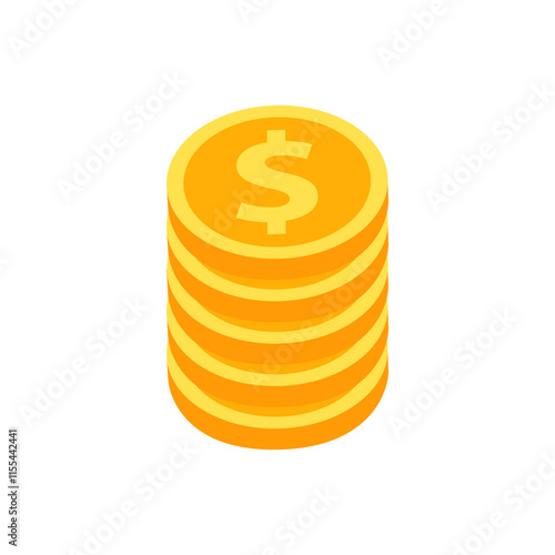 Pile of coin dollars. Business, financial, profit, wealth concepts. Flat vector design isolated illustration.