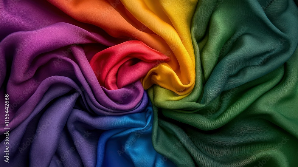 Vibrant Rainbow Silk Fabric Swirl Texture Vibrant Rainbow Silk Fabric Swirl Texture