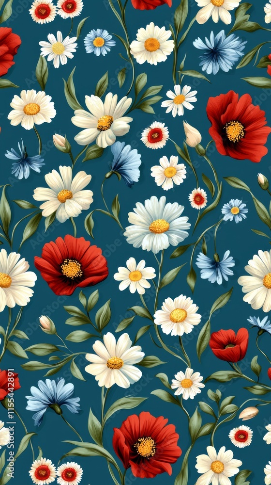 Obraz premium Vibrant floral pattern design textile studio digital art indoor close-up view nature inspiration