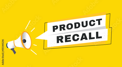 Product recall banner announce flat design graphic element. Vector Poster or marketing sign.
