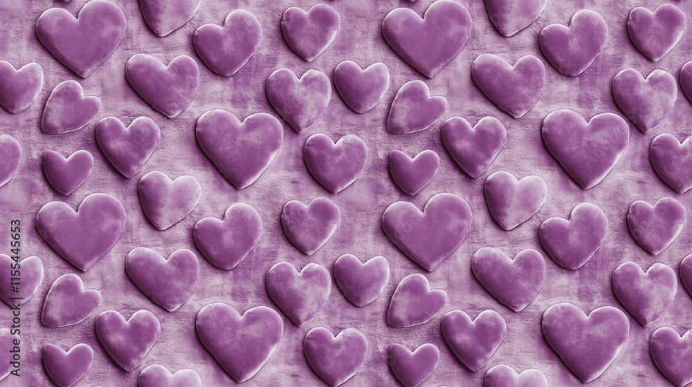 Obraz premium soft purple velvet hearts, repeatable seamless valentine background tile 