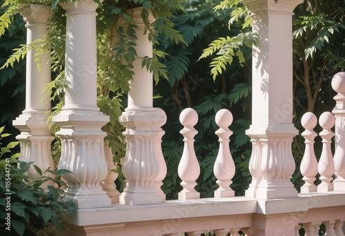 A Masterful Display of Intricate White Baluster Designs in Soft Natural Light