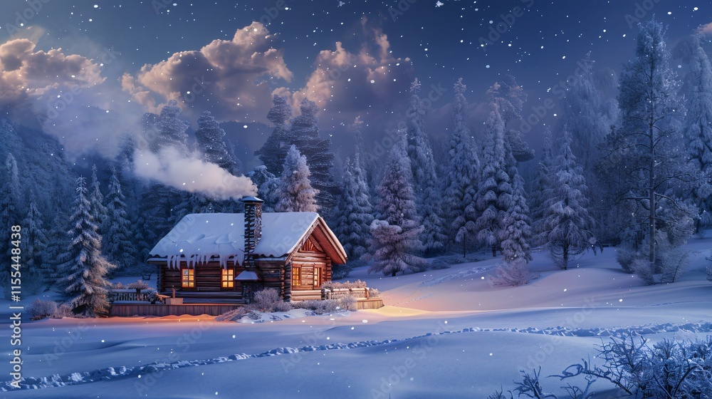 An Isolated House in a Snowfall During the Winter Season An Isolated House in a Snowfall During the Winter Season