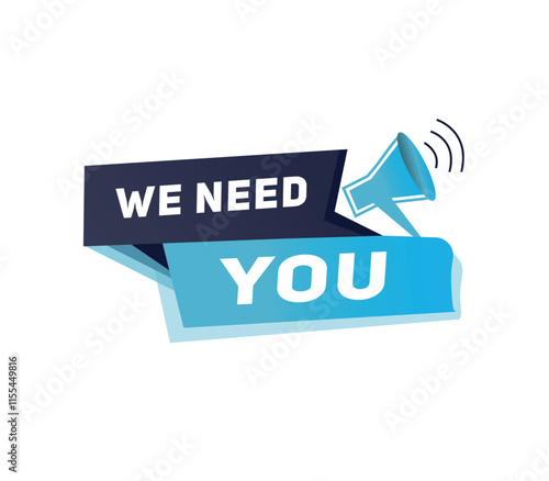 We need you hiring,  banner colorful design label modern vector. announce element.