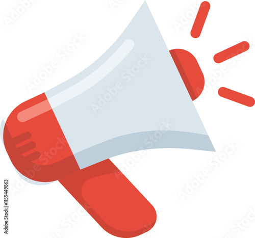 Red and White Megaphone Icon for Announcements