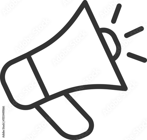 Outline Megaphone Icon with Sound Waves
