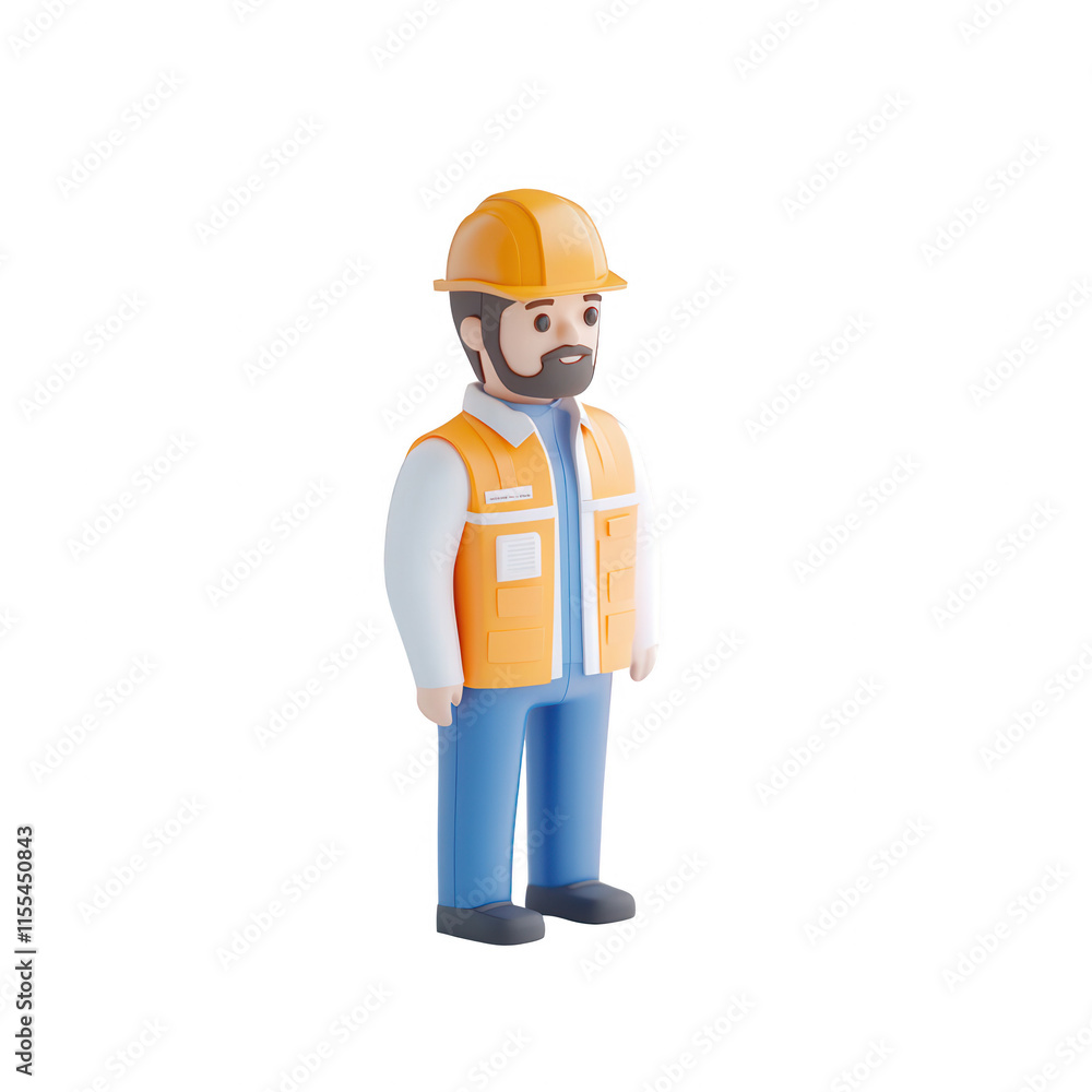 Stylized character of a construction worker in safety gear, ideal for industry visuals., isolated on a transparent background. Stylized character of a construction worker in safety gear, ideal for industry visuals., isolated on a transparent background.