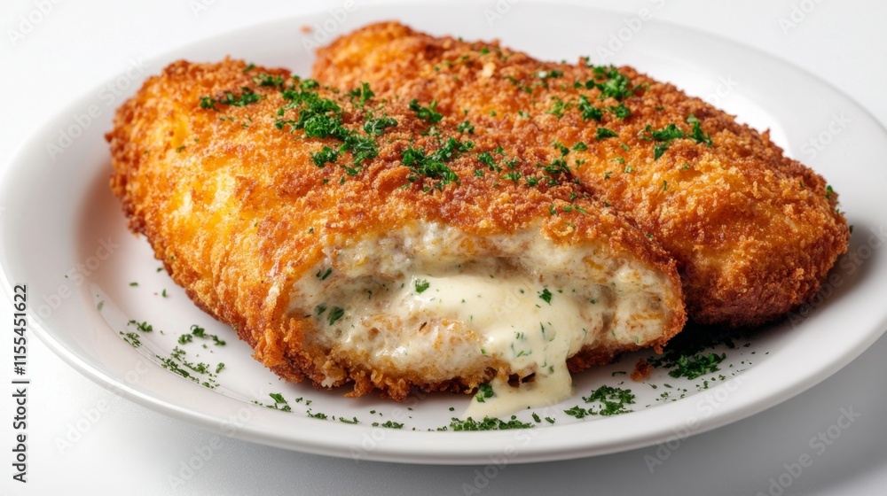 Crispy Stuffed Chicken Breast with Creamy Cheese Sauce Crispy Stuffed Chicken Breast with Creamy Cheese Sauce